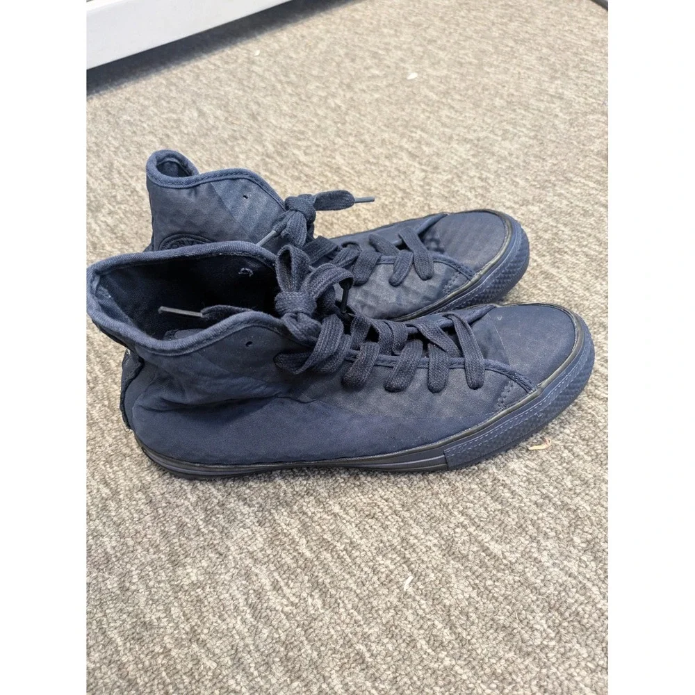 Converse Chuck Taylor All Star High Top Navy Blue‎ Textured Diamond Sneakers 6Y